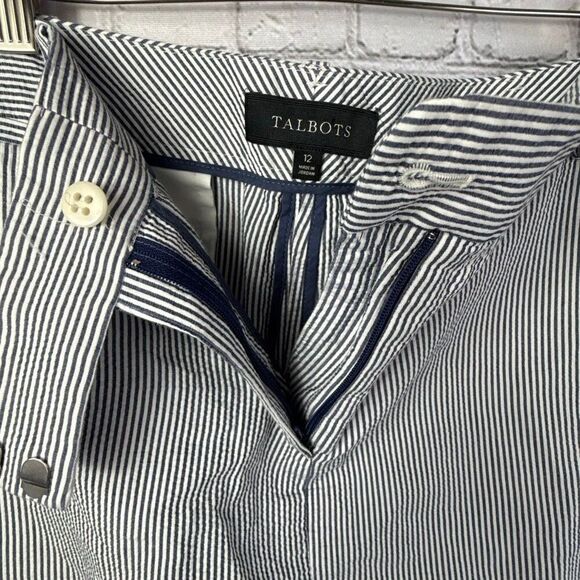 Talbots Classic Seersucker Stripe Skirt  Size 12 Blue Cotton C - Picture 4 of 5